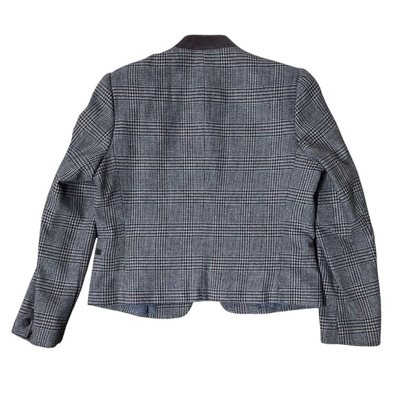 Vintage Gray Houndstooth Plaid Suit Blazer Skirt Set Size 12 Japan 70s Business - Picture 3 of 9